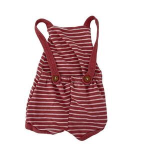 Lulu & Roo Overall Shorts Baby Size 6-9 Month Red Striped Unisex Cotton Blend